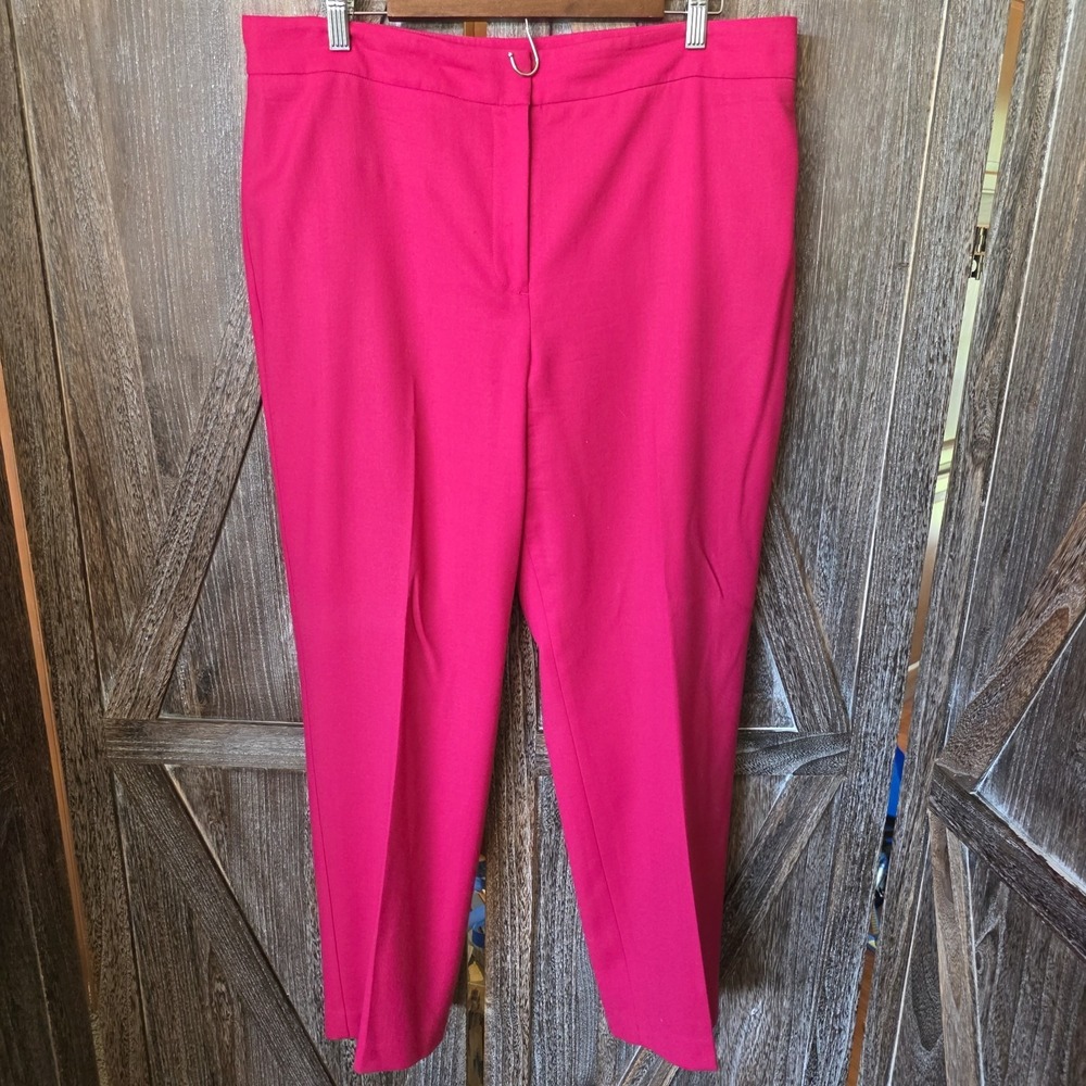Talbots Pants Women's Size 16‎ Hot Pink Trousers Heritage Wool Stretch Lined